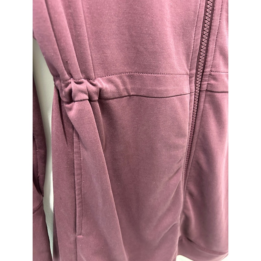 Fabletics Plum Purple Cinched Waist Full Zip Hooded Jacket Thumbholes Size XS - Picture 5 of 12